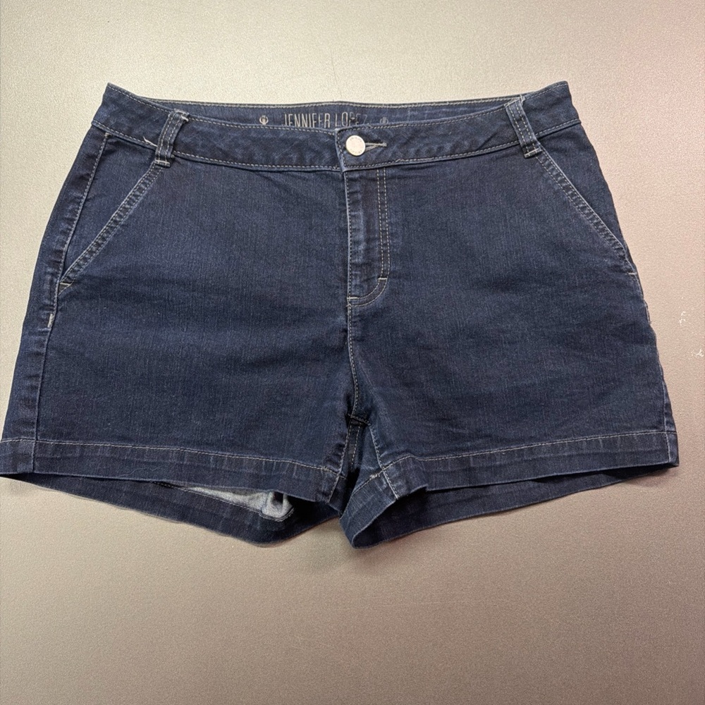 Jennifer Lopez Women's  Cotton‎ Spandex Blue Denim Shorts Sz 8